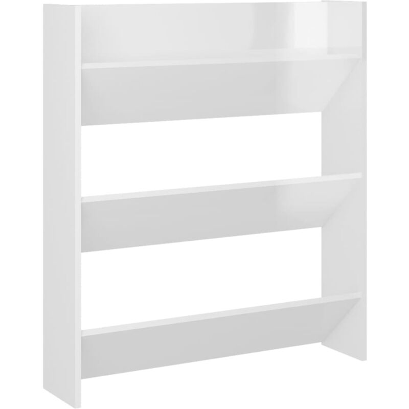 

Vidaxl - Zapatero de pared aglomerado blanco brillante 80x18x90 cm - Blanco