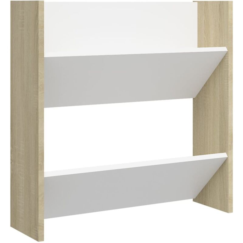 

Zapatero de pared aglomerado blanco roble Sonoma 60x18x60 cm - Beige - Vidaxl