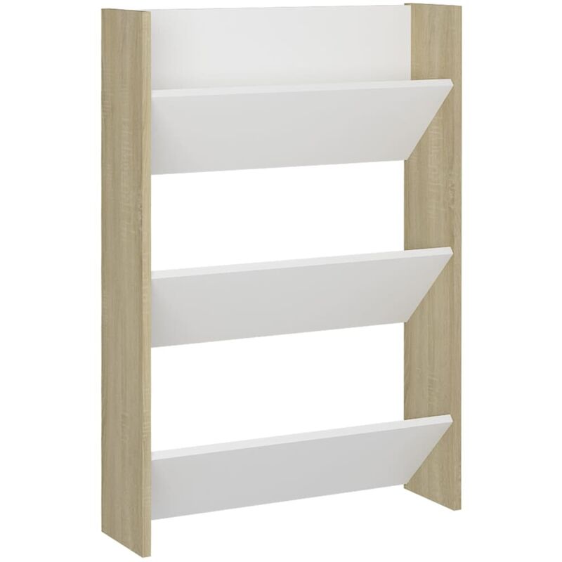 

Vidaxl - Zapatero de pared aglomerado blanco roble Sonoma 60x18x90 cm - Beige