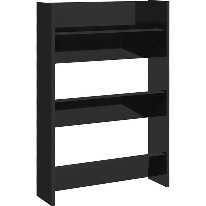 

Vidaxl - Zapatero de pared aglomerado negro brillante 60x18x90 cm - Negro