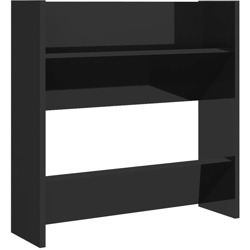 

Zapatero de pared de aglomerado negro brillante 60x18x60 cm - Negro - Vidaxl