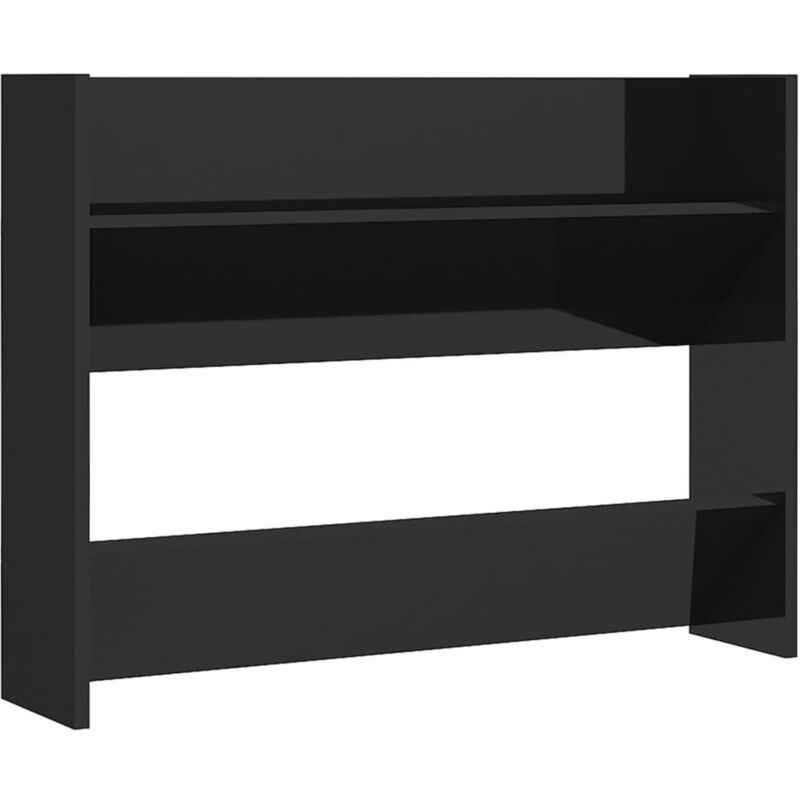 

vidaXL Zapatero de pared de aglomerado negro brillante 80x18x60 cm - Negro