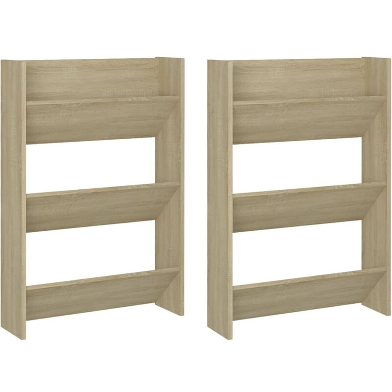 

Vidaxl - Zapateros de pared 2uds aglomerado roble Sonoma 60x18x90 cm - Marrón