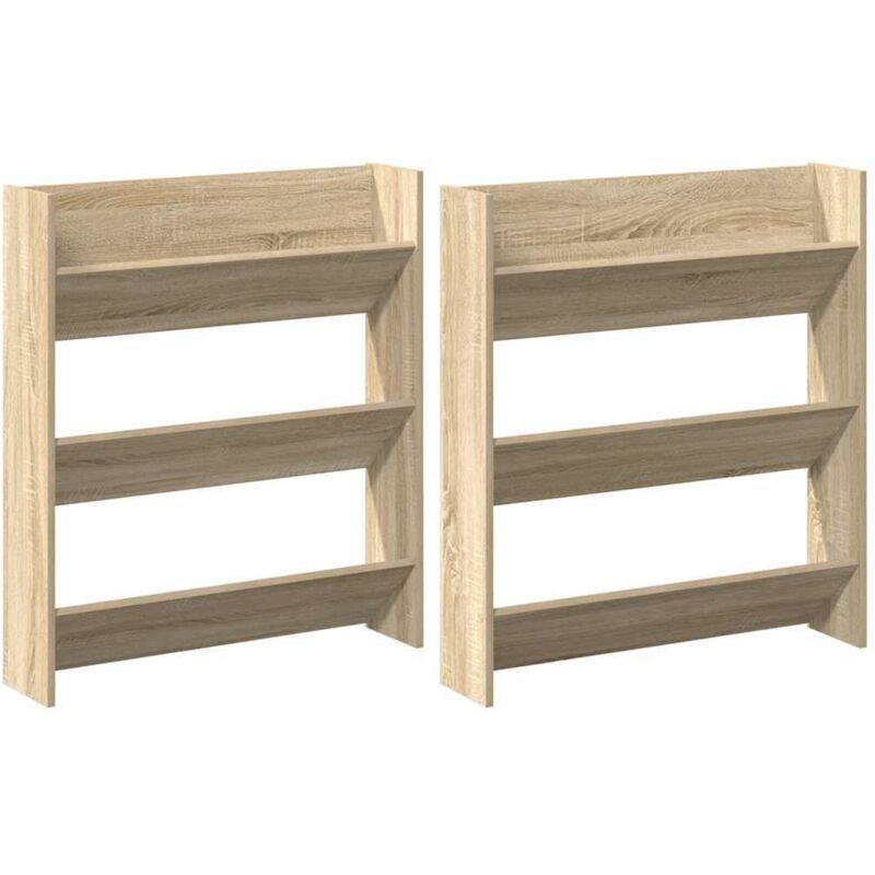 

Vidaxl - Zapateros de pared 2uds aglomerado roble Sonoma 80x18x90 cm - Marrón