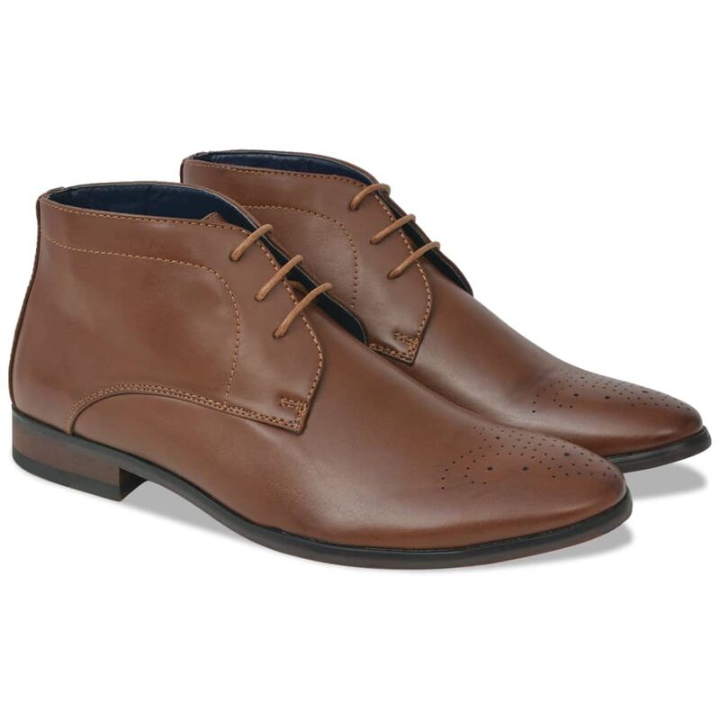 

Vidaxl - Zapatos botines de hombre de cordones marrón T 41 cuero PU - Marrón