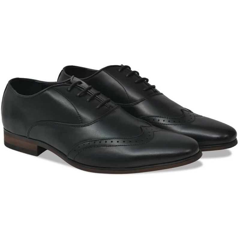 

vidaXL Zapatos de vestir hombre calados cordones negros t 41 cuero PU - Negro