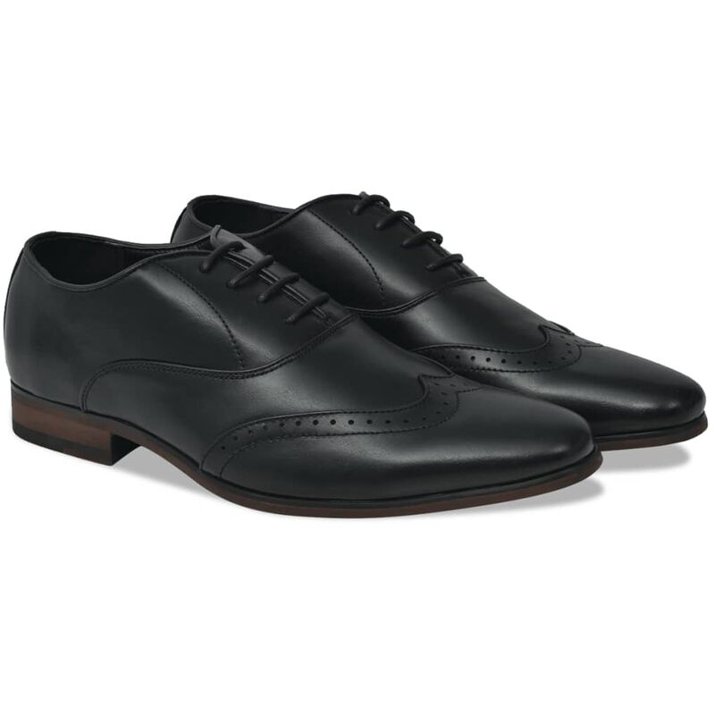 

vidaXL Zapatos de vestir hombre calados cordones negros t 43 cuero PU - Negro