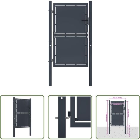vidaXL Zaun -  Gartentor aus Stahl 100 x 175 cm Anthrazit