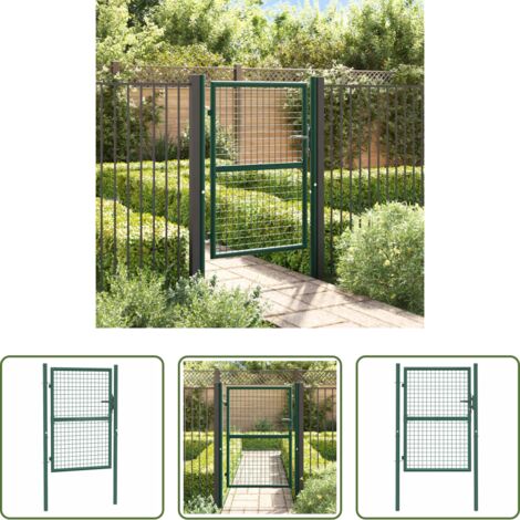 vidaXL Zaun -  Zauntor Stahl 100x125 cm Grün