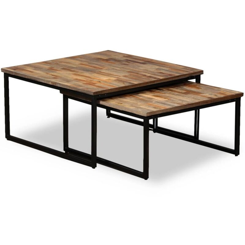 Satztisch Couchtisch-set 2-tlg. Recyceltes Teak Massiv Vidaxl