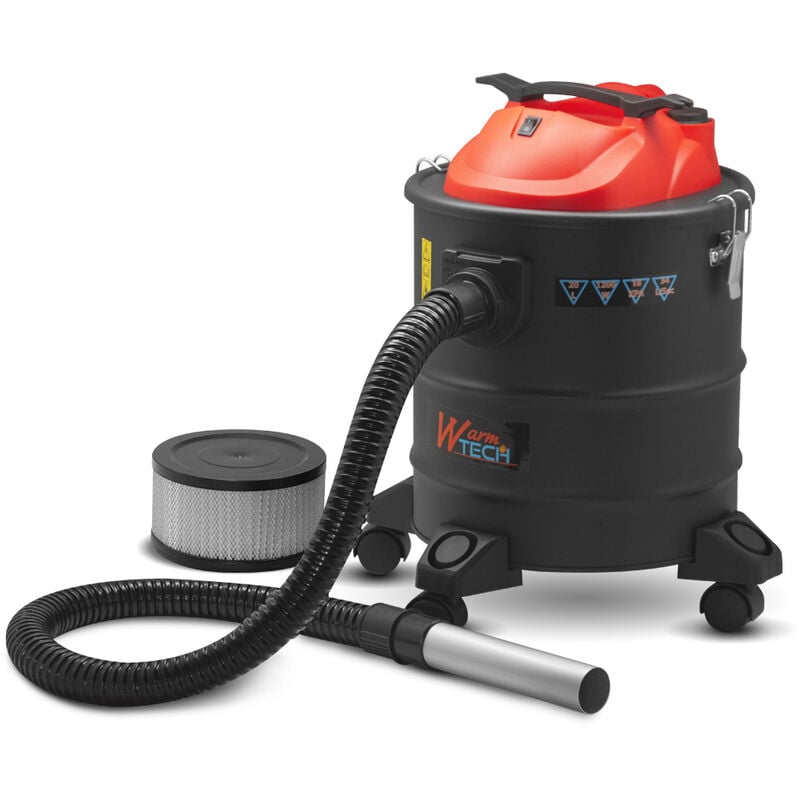 Vide cendres 1200W 20L avec soufflerie, fonction décolmatage et roues Warm Tech