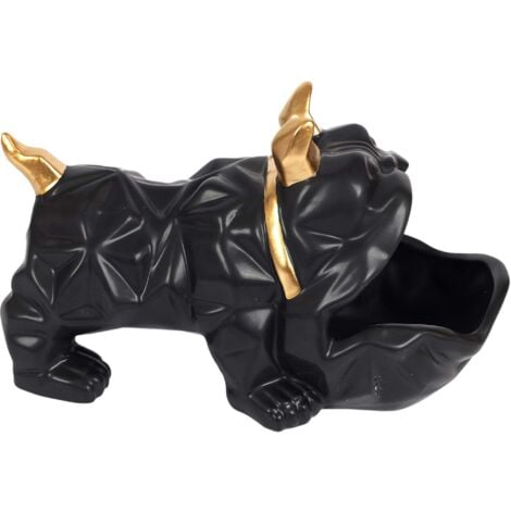 Vide poche bouledogue debout origami Noir et doré
