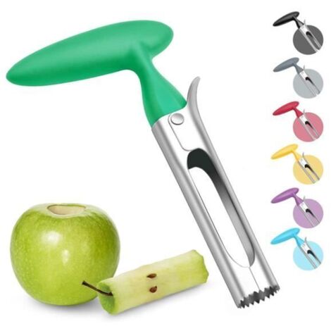 Vide Pomme, Dénoyauteur à Pomme avec Poignée en ABS et Lame Dentelée en Acier Inoxydable, Vide Trognon, Vert