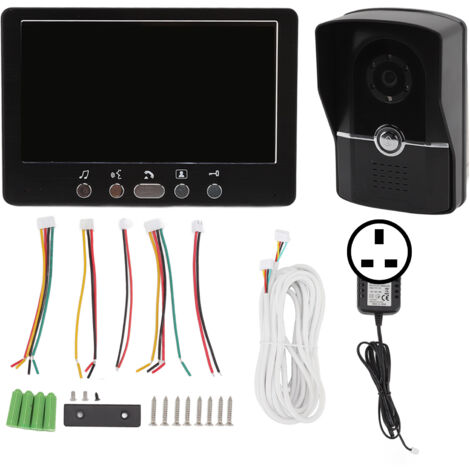 Video Doorbell HD Screen 6 Languages 16 Ringtones 2 Unit Video Intercom Doorbell with Rain Shell AC100V‑240V UK Plug