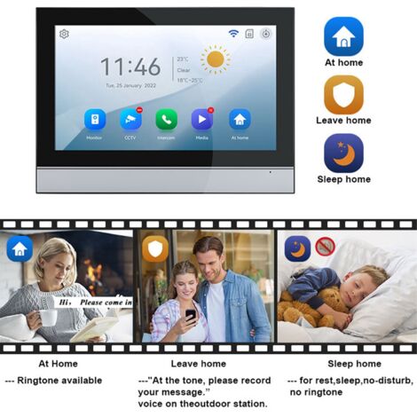 Video-Türsprechanlage mit 7-Zoll-WLAN-Touchscreen, drahtloser Sicherheitskamera für Villa, Haus und Büro, Zwei-Wege-Video-Türsprechanlage