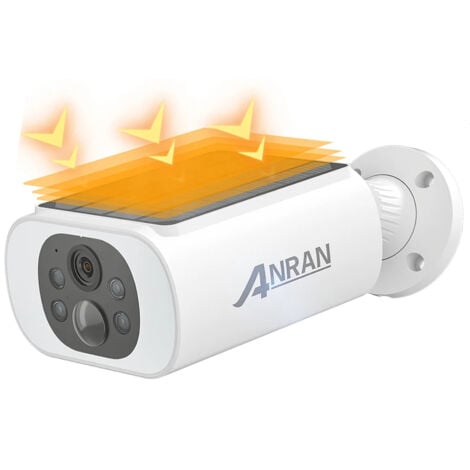 Videocamere di sorveglianza per interni e esterni ANRAN Telecamera Wi-Fi Esterno Batteria Senza Fili Con Solare Pannello, 3MP con Visione Notturna Colori, Audio Bidirezionale, Alexa Supporta,C3