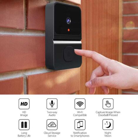 Videocitofono intelligente wireless, visione notturna HD, Wi-Fi, archiviazione cloud gratuita, audio bidirezionale, controllo tramite app