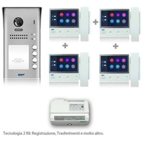 Videocitofono quadrifamiliare 4 famiglie monitor bianco