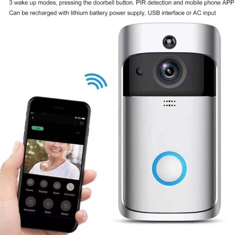 Videocitofono Ring, telecamera intelligente WiFi 720P con visione notturna, citofono visivo remoto per la casa