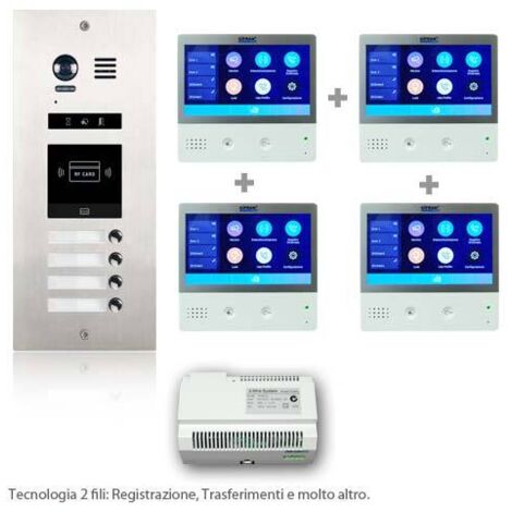 Videocitofono WiFi quadrifamiliare con videochiamata su