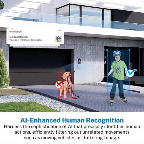 Videocitofono wireless 1080p con ricevitore, rilevamento umano tramite intelligenza artificiale, comunicazione vocale bidirezionale, visione notturna e Wi-Fi a 2,4 GHz.