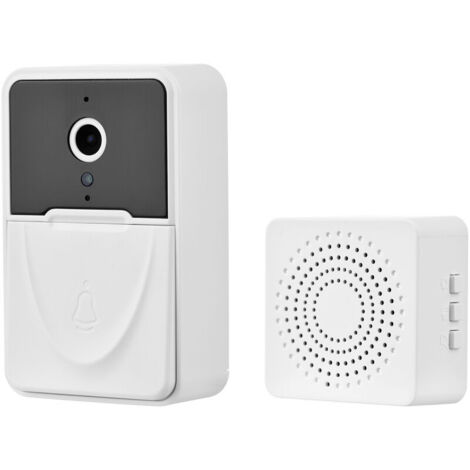 Videocitofono wireless, campanello di sicurezza intelligente con rilevamento del movimento, visione notturna e monitoraggio audio bidirezionale in tempo reale, bianco e nero.