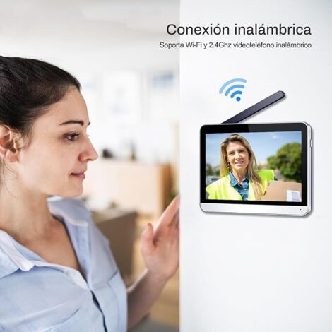 Videocitofono wireless HD con touchscreen Wi-Fi, obiettivo grandangolare da 160°, visione notturna e registrazione istantanea.