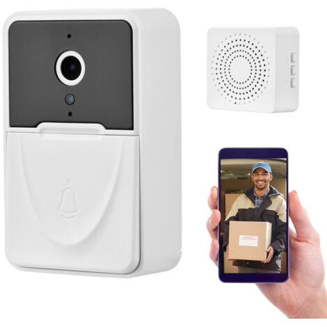 Videocitofono wireless intelligente con rilevamento di movimento, visione notturna, audio bidirezionale, monitoraggio in tempo reale, funziona con batterie AAA.