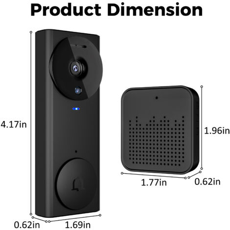 Videocitofono wireless intelligente per uso domestico, alta definizione, telecomando, attivazione automatica, batteria a lunga durata.