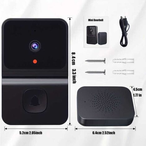 Videocitofono wireless, telecamera intelligente con visione notturna 450P, audio bidirezionale, archiviazione cloud, alimentazione a batteria, nero