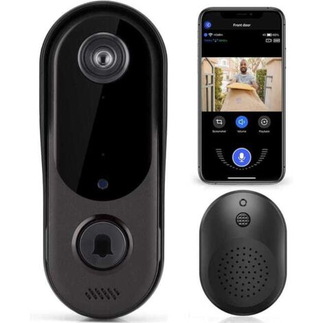 Videocitofono wireless Wi-Fi con campanello, audio bidirezionale, telecamera di sicurezza HD, video in tempo reale per telefoni iOS e Android, 720P (T3)
