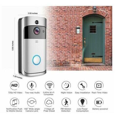 Videocitofono wireless WiFi per iOS e Android (argento)