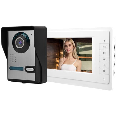 SJLERST Videoportero LCD de 7 pulgadas, timbre, intercomunicador, cámara, Monitor, sistema de seguridad para el hogar, 110-240V (UE)