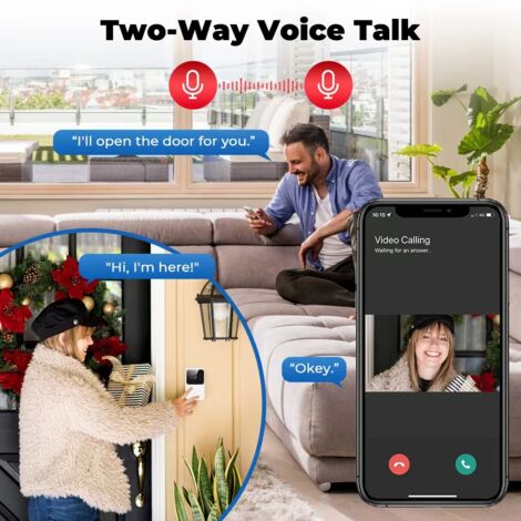 Videoportero, timbre inalámbrico Wi-Fi, intercomunicador inteligente de alta definición para el hogar, blanco