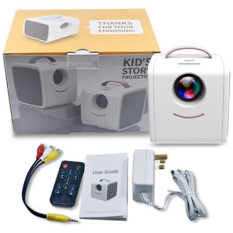 Vidéoprojecteur domestique avec ports USB/AV/audio, compatible 1080p, prises UE/US et UK, rose.