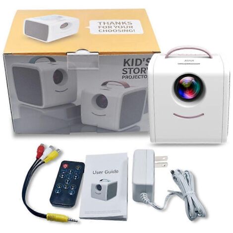 Vidéoprojecteur domestique avec ports USB/AV/audio, résolution 1080p, prise UE/US, rose.
