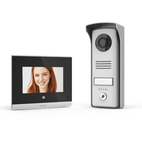 Videotelefono a filo con schermo da 4" e tasti a sfioramento, posto esterno da 70 mm - Compatto - Extel - 720315