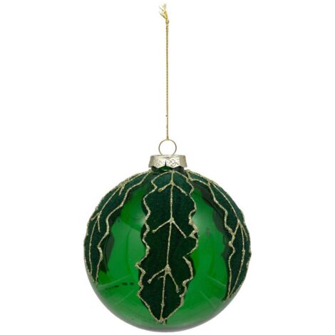 VIDRIO BDN 100MM HOJAS VERDE - Feeric lights & christmas