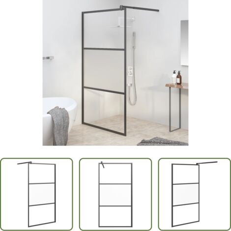 Vidrio ESG -  Mampara de ducha vidrio ESG semiesmerilado negro 100x195 cm