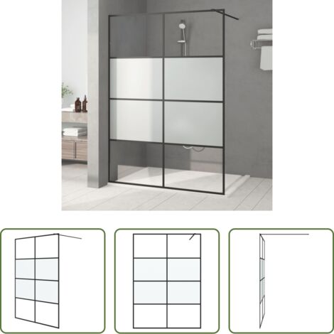 Vidrio ESG -  Mampara de ducha vidrio ESG semiesmerilado negro 140x195 cm