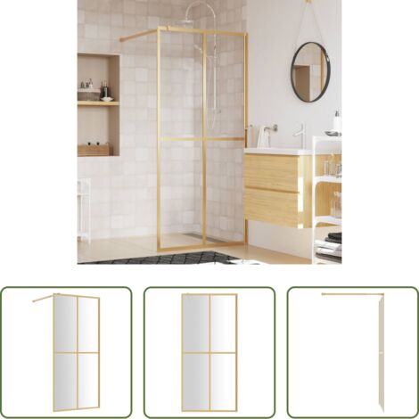 Vidrio ESG -  Mampara puerta de ducha vidrio transparente ESG dorado 80x195cm