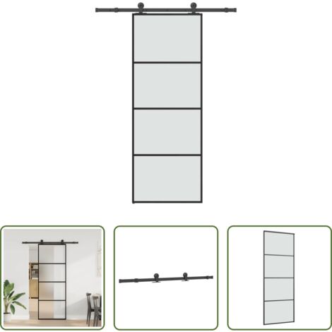 Vidrio ESG -  Puerta corredera con set herrajes vidrio ESG aluminio 76x205 cm
