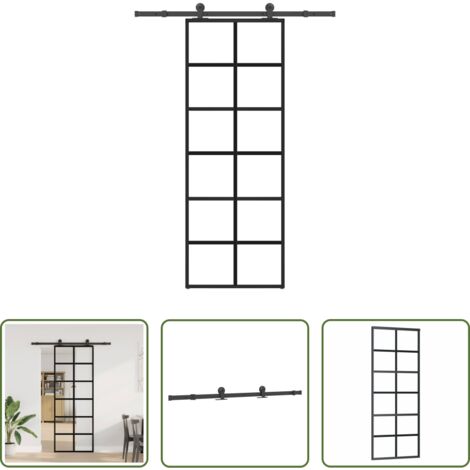 Vidrio ESG -  Puerta corredera con set herrajes vidrio ESG aluminio 76x205 cm