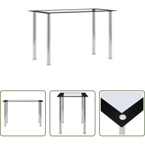 Vidrio templado -  Mesa de comedor vidrio templado negro transparente 120x60x75 cm