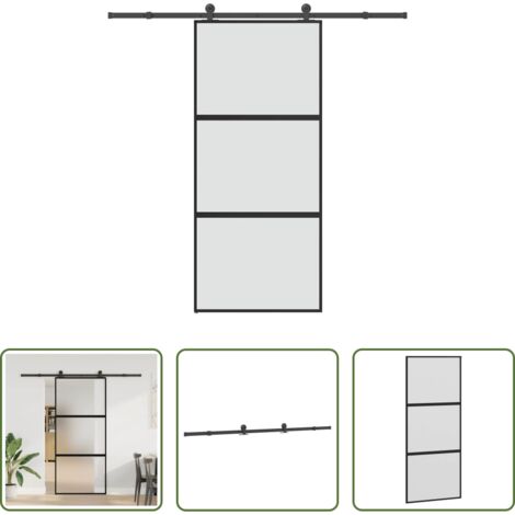 Vidrio templado -  Puerta corredera set herrajes vidrio templado aluminio 90x205cm