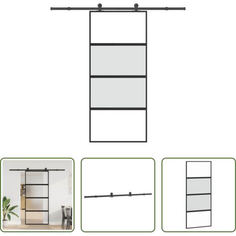 Vidrio templado -  Puerta corredera set herrajes vidrio templado aluminio 90x205cm