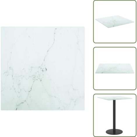 Vidrio templado - vidaXL Tablero mesa diseño mármol vidrio templado blanco 30x30 cm 6 mm - Mesa de comedor de mármol