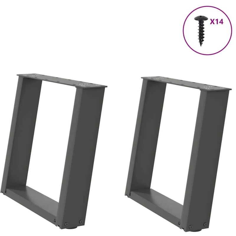 vidaXL Coffee Table Legs U-Shaped 2 pcs Anthracite 50x(42-43) cm Steel, Black