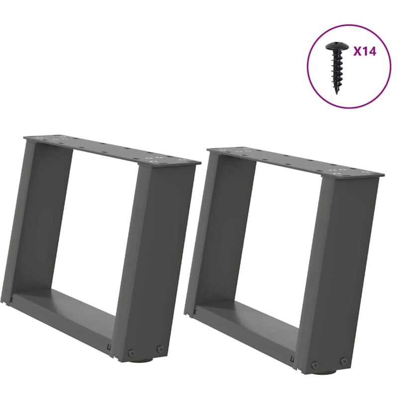 Coffee Table Legs U-Shaped 2 pcs Anthracite 50x(30-31) cm Steel vidaXL