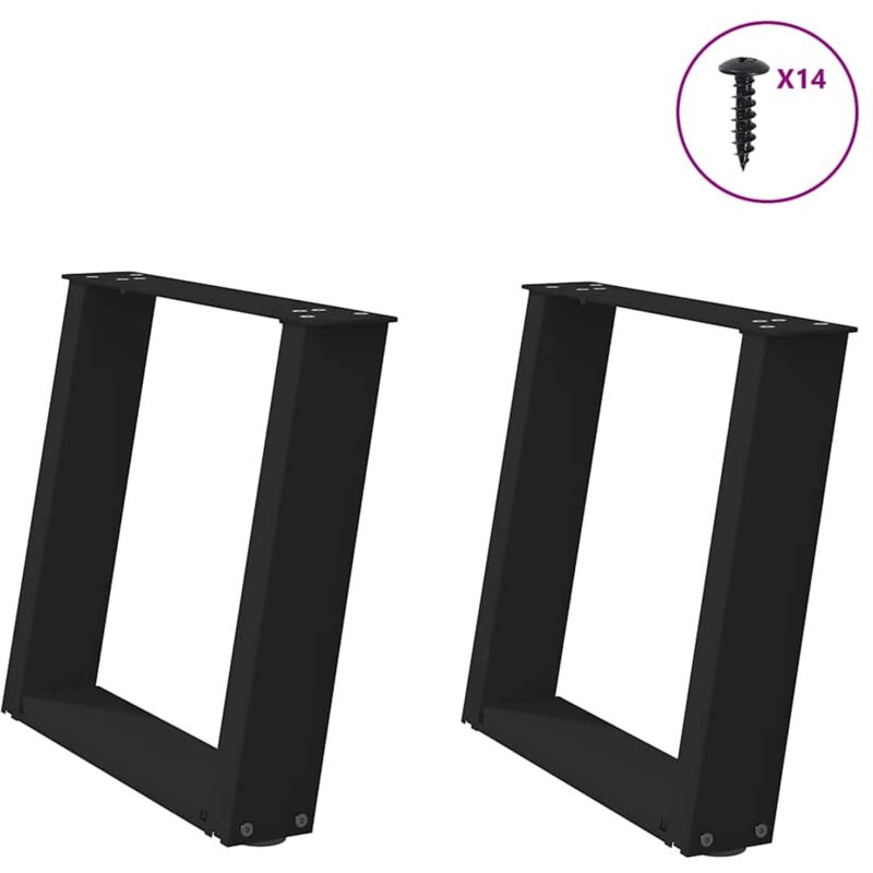 vidaXL Coffee Table Legs U-Shaped 2 pcs Black 50x(42-43) cm Steel, Black